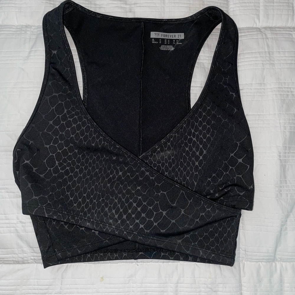 Forever  21 snakeskin cross cross sports bra